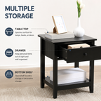 Modern Side Table with Drawer & Storage Shelf