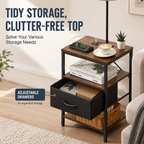 Floor Lamp End Table with Drawer & Charging Station