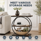 3-Tier Narrow Side Table with Open Storage Shelves
