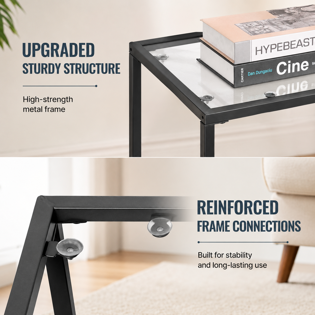 Modern 3-Tier Glass Console Table