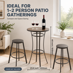 Round Outdoor Bar Table with Steel Frame