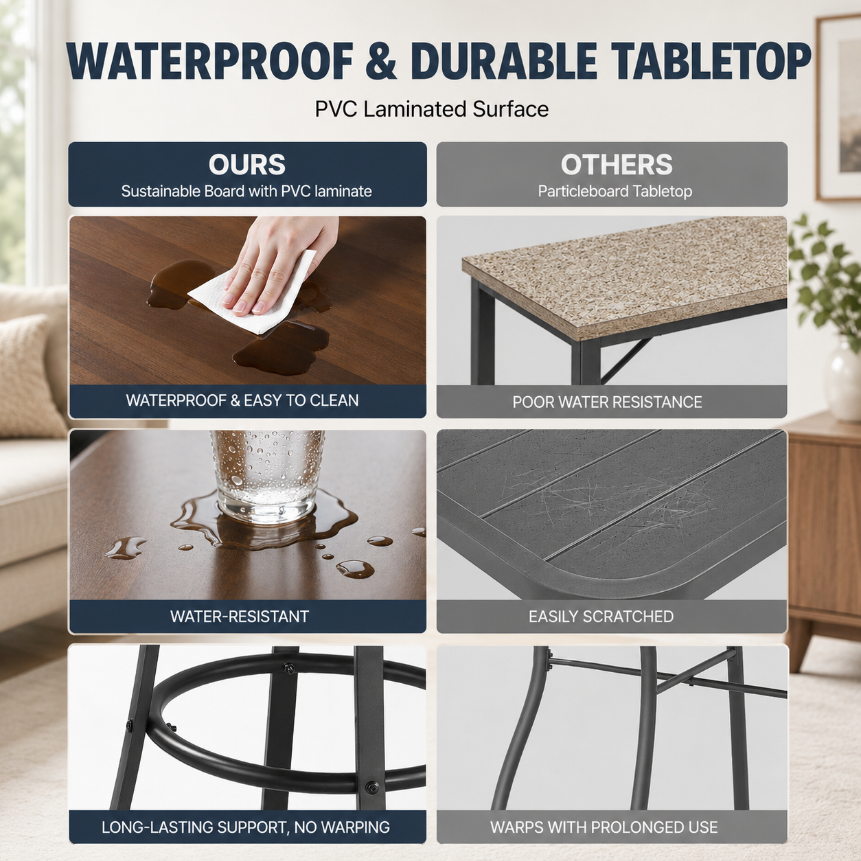 Round Outdoor Bar Table with Steel Frame