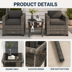 Outdoor Rattan Side Table with Tempered Glass Top