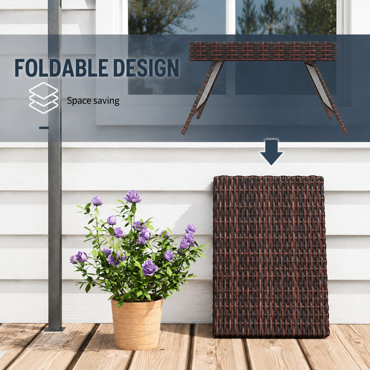 Folding Outdoor Rattan Side Table