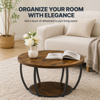 Modern Round Coffee Table with Open Shelf