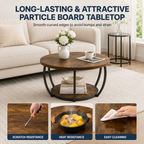 Modern Round Coffee Table with Open Shelf