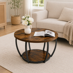 Modern Round Coffee Table with Open Shelf