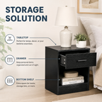 Modern Side Table with Drawer & Storage Shelf