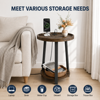 Round End Table with USB & AC Charging Station