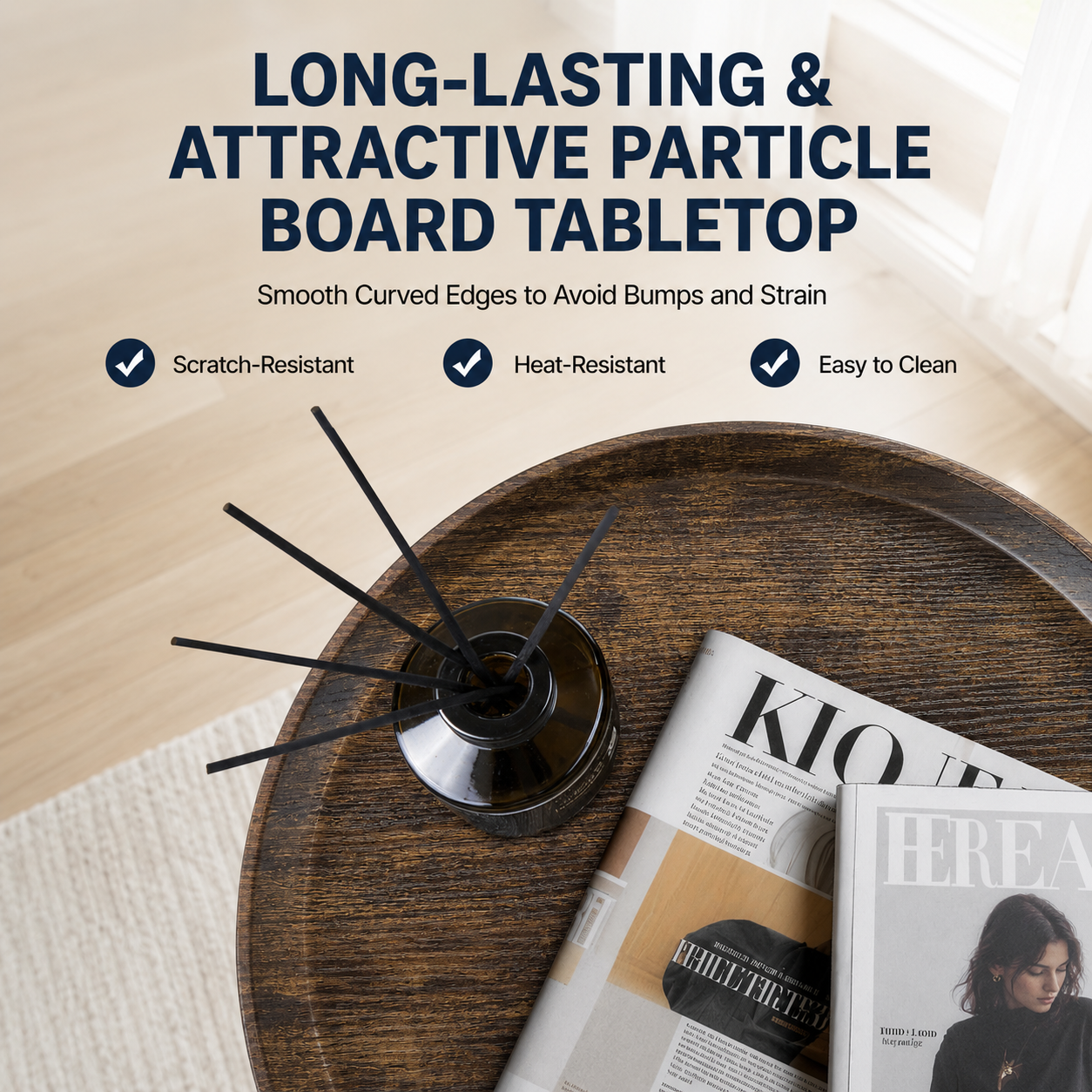 Round End Table with USB & AC Charging Station