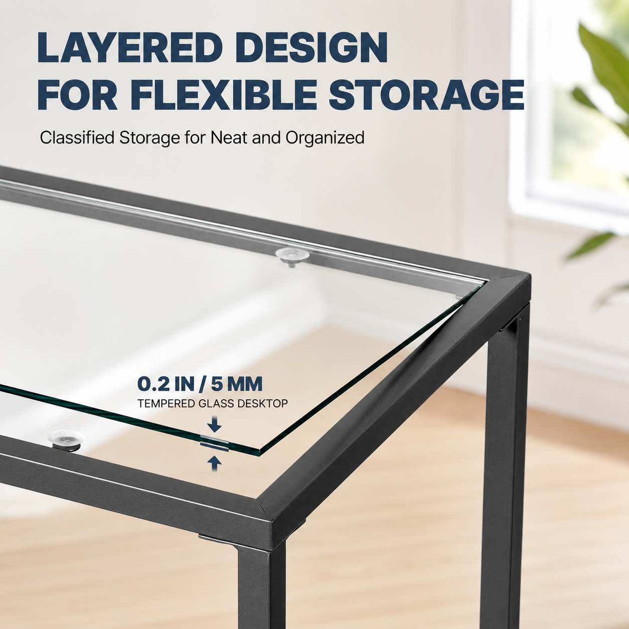 Modern 2-Tier Glass Console Table