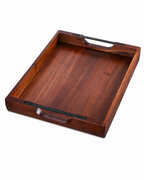 Acacia Wood Serving Tray with Metal Handles