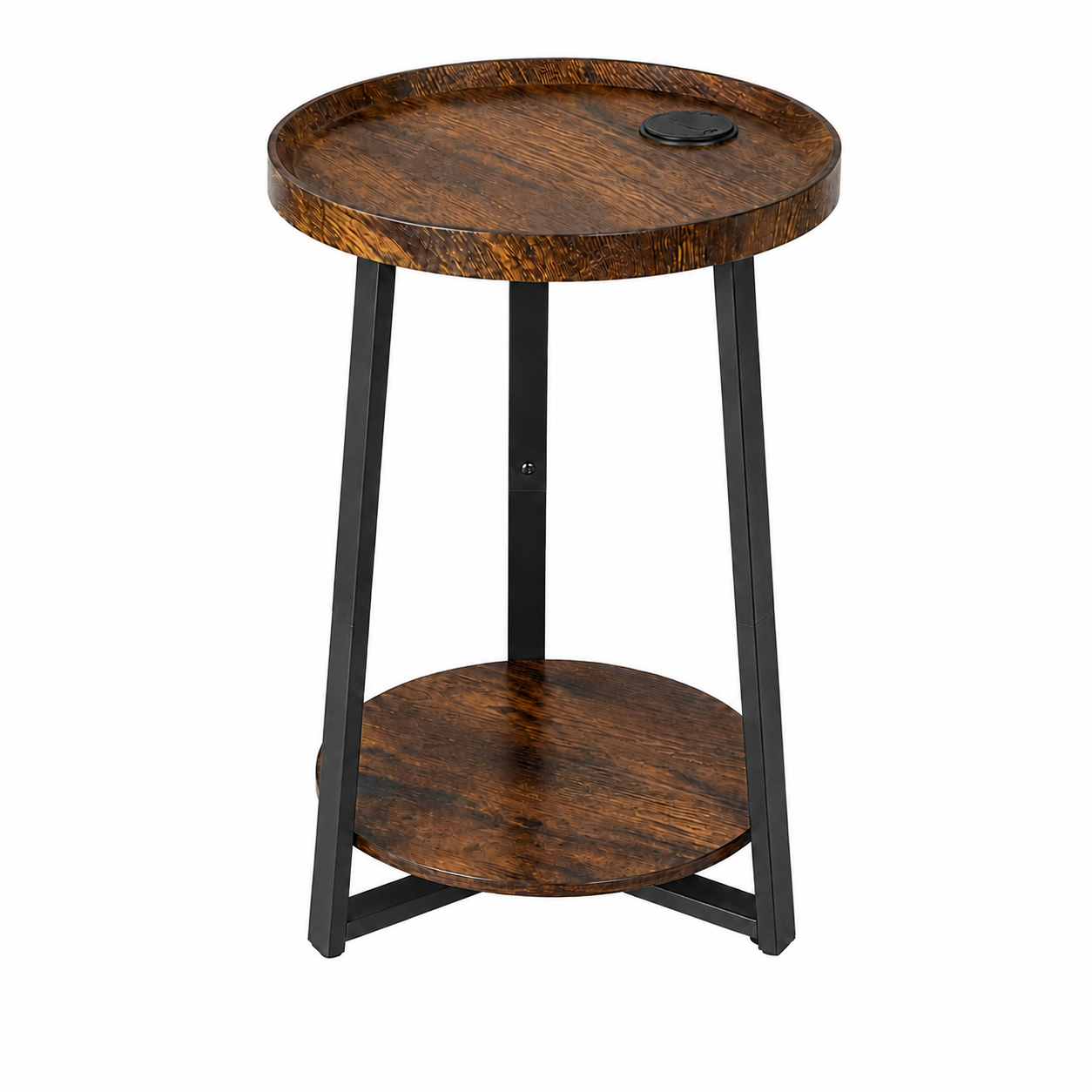 Round End Table with USB & AC Charging Station