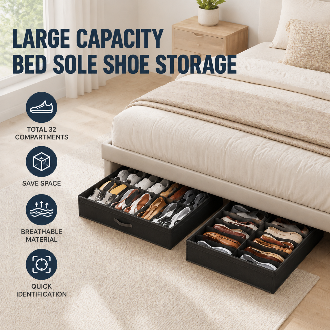 Under Bed Shoe Storage Organizer (Set of 2)