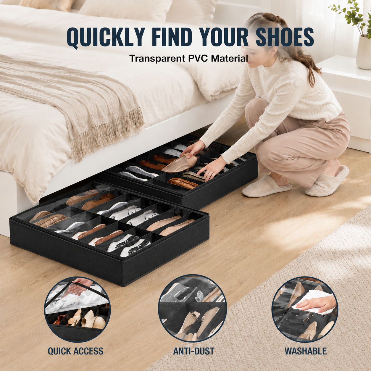Under Bed Shoe Storage Organizer (Set of 2)
