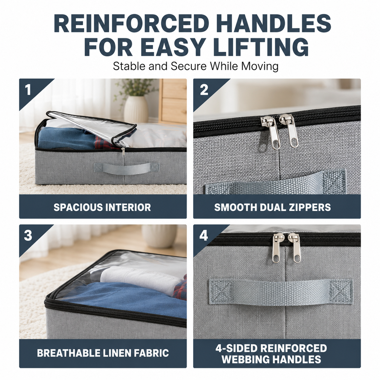 Under Bed Storage Containers with Clear Lids (Set of 2)