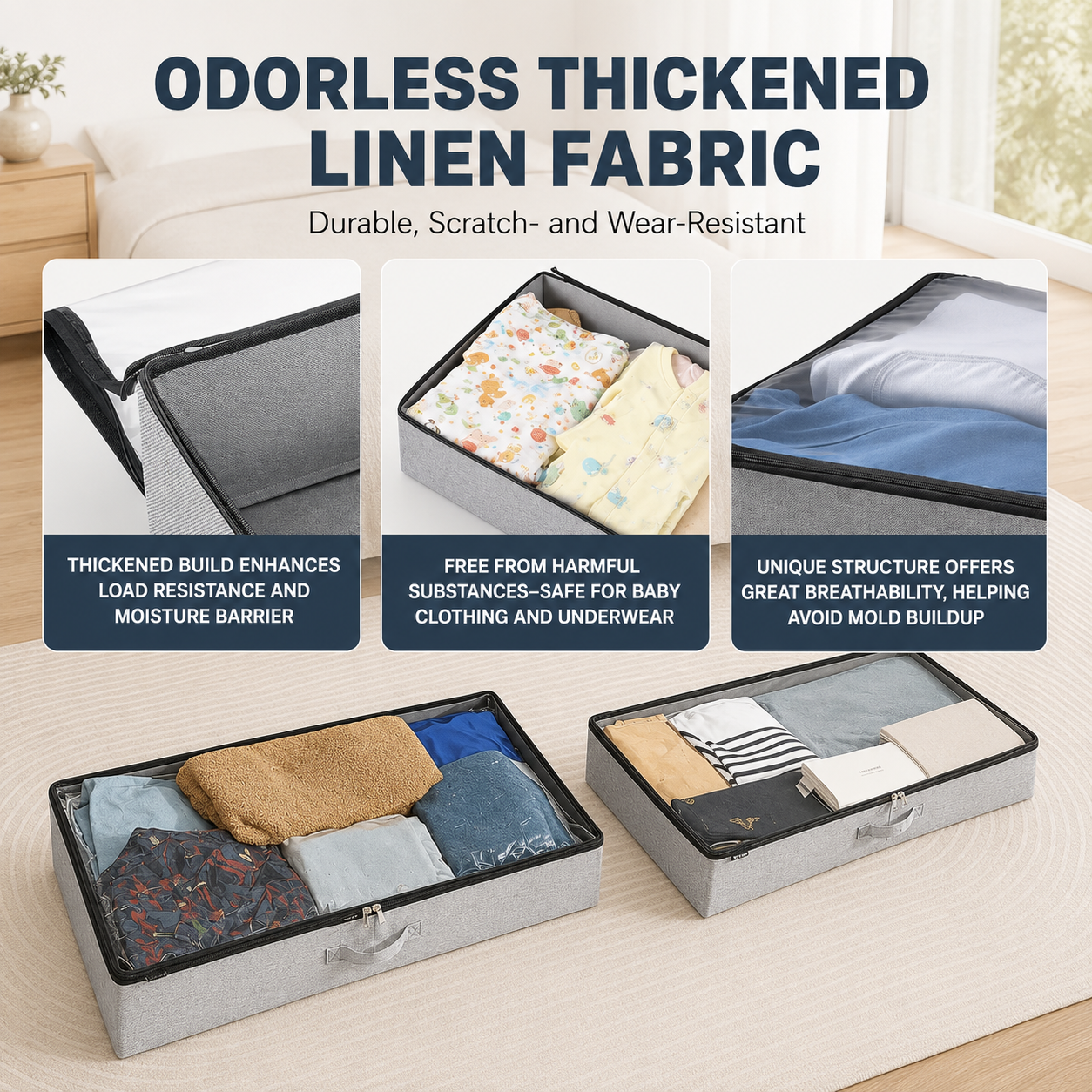 Under Bed Storage Containers with Clear Lids (Set of 2)