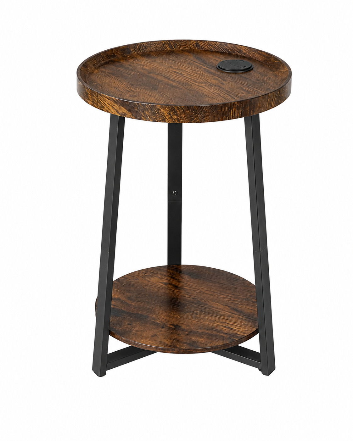 Round End Table with USB & AC Charging Station