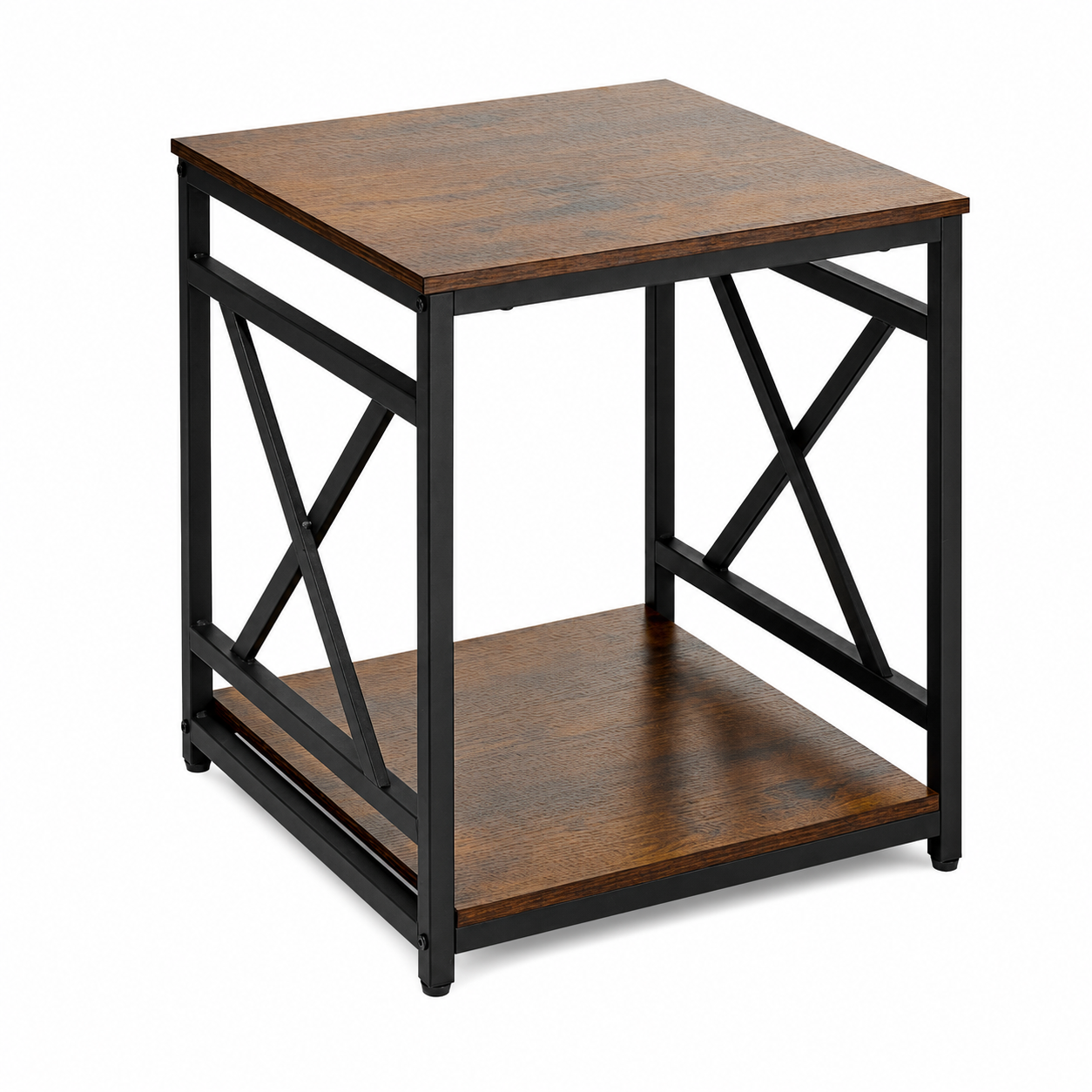 Square End Table with Open Storage Shelf