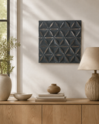 Handcrafted Black Geometric MDF Wall Décor (16" x 16")