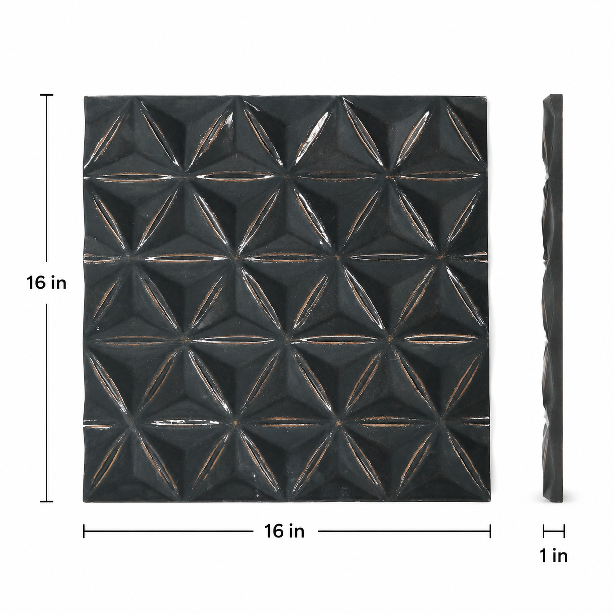 Handcrafted Black Geometric MDF Wall Décor (16" x 16")