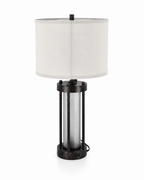 Industrial Dual-Light Accent Table Lamps with USB Charging (Set of 2)