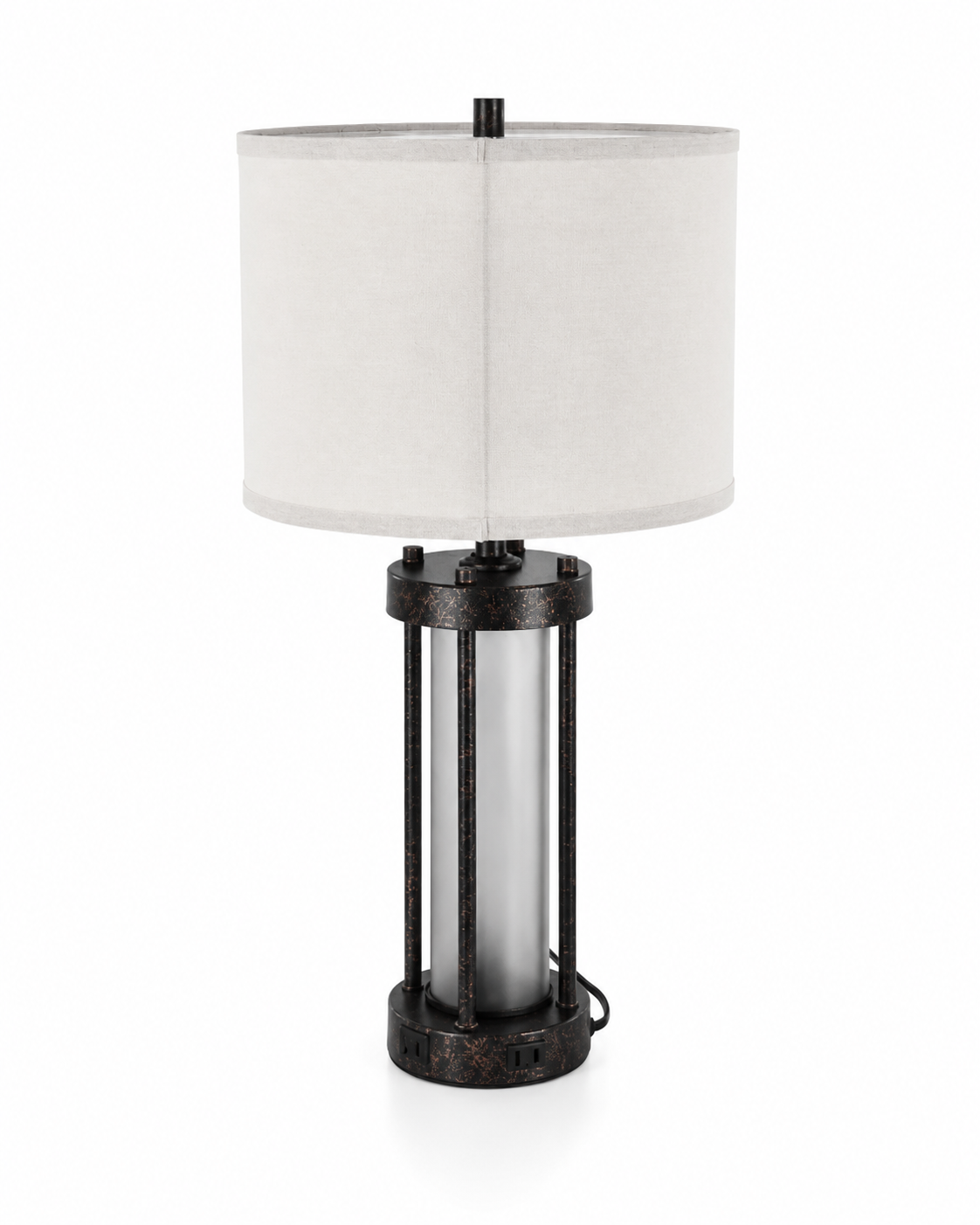 Industrial Dual-Light Accent Table Lamps with USB Charging (Set of 2)