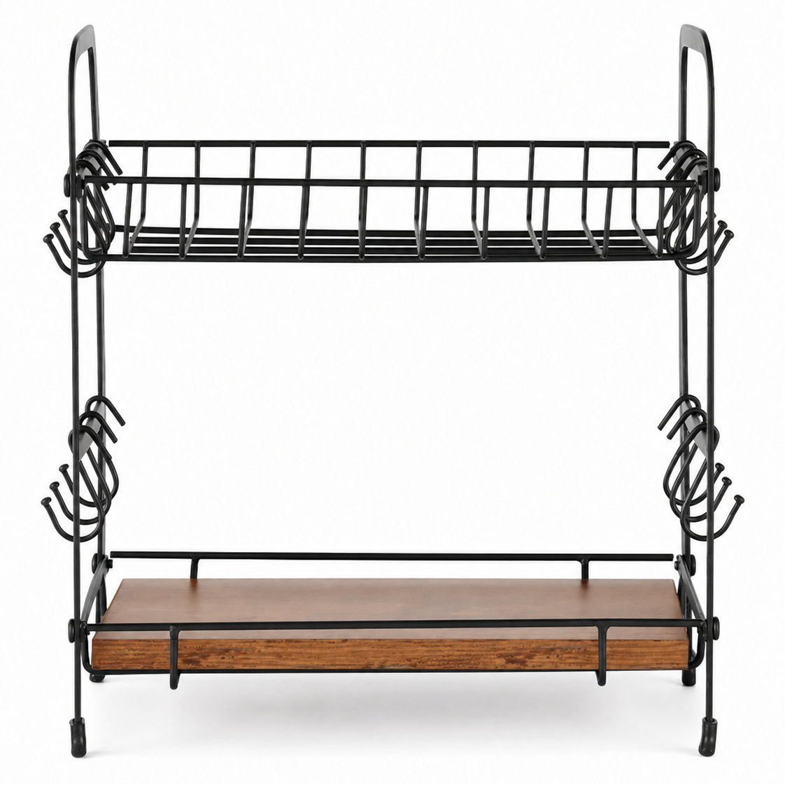 2-Tier Coffee Bar Organizer with Mug Hooks