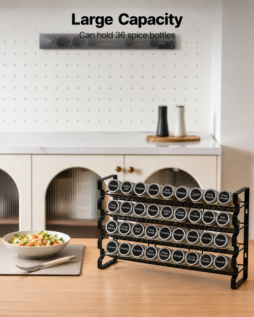 4-Tier Spice Rack Organizer with 36 Glass Jars