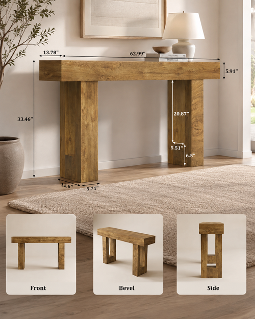 63" Farmhouse Console Table with Open Storage