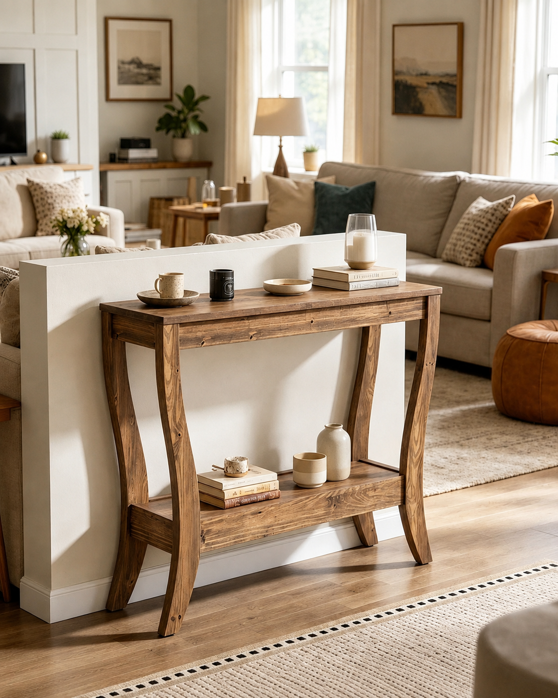 Solid Wood Farmhouse Console Table