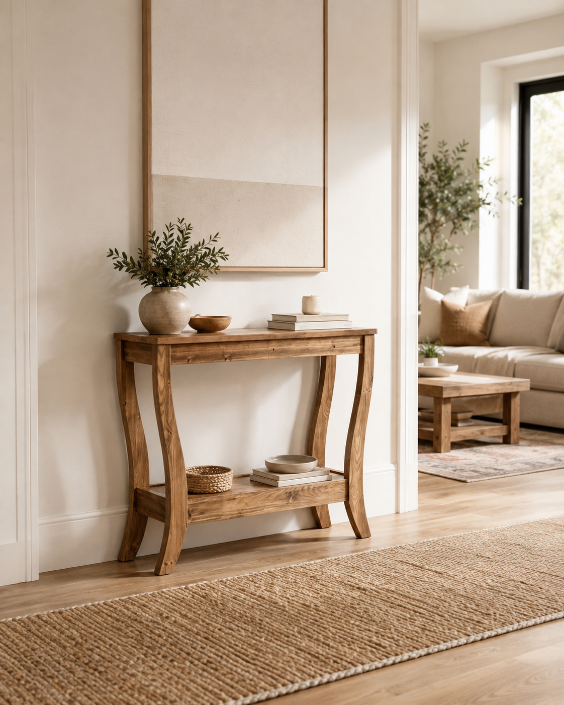 Solid Wood Farmhouse Console Table