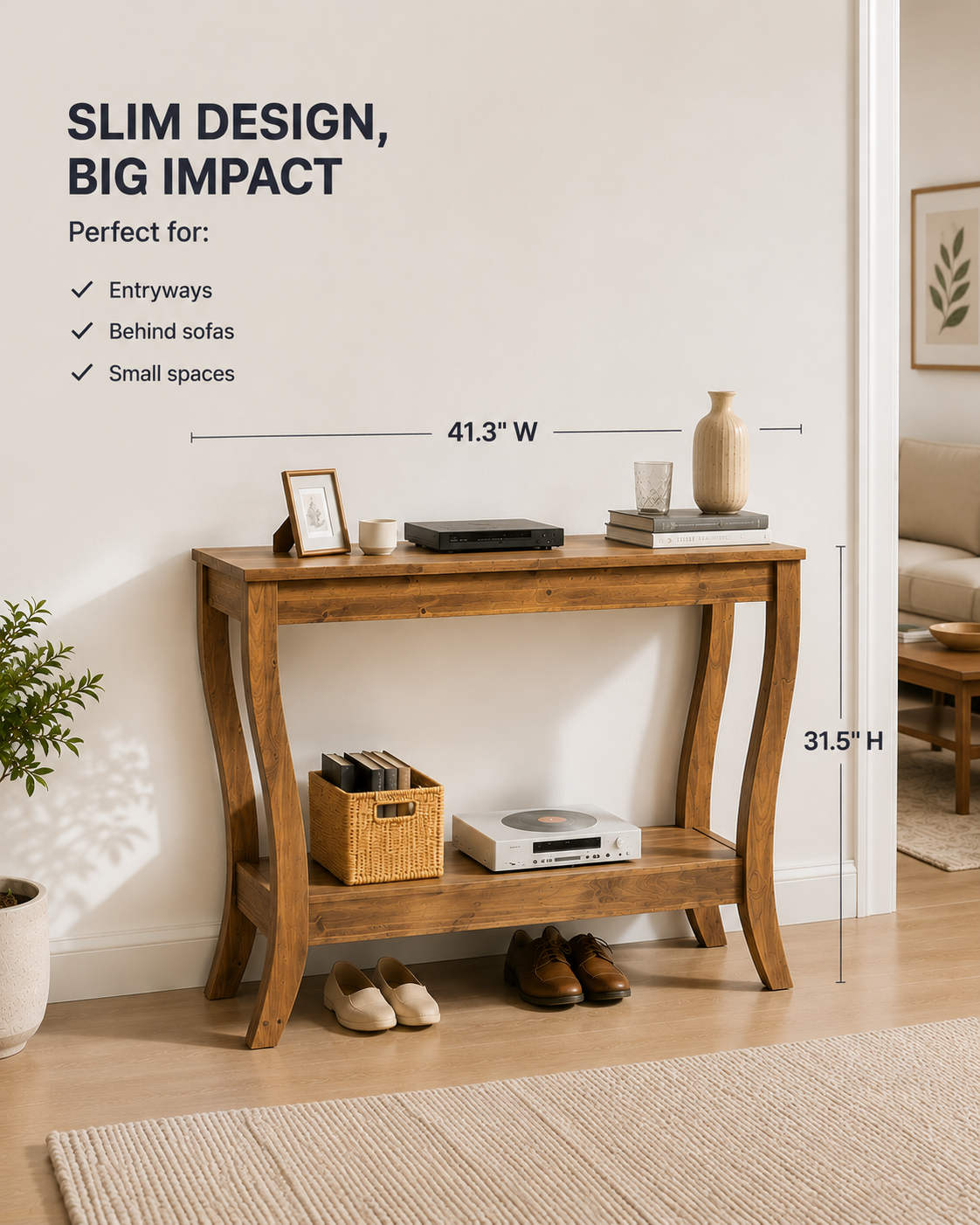Solid Wood Farmhouse Console Table