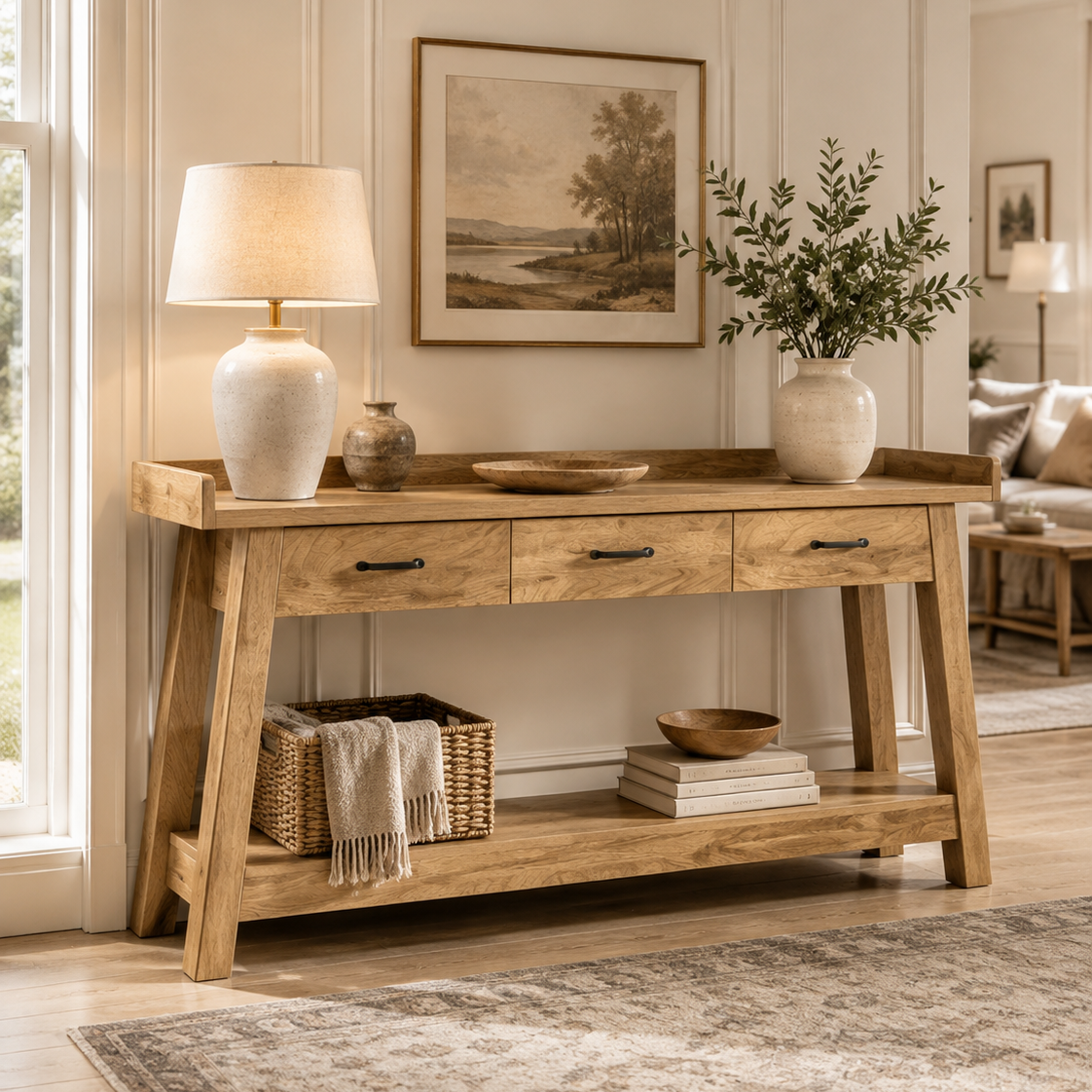 70.9" Farmhouse Console Table with 3 Drawers