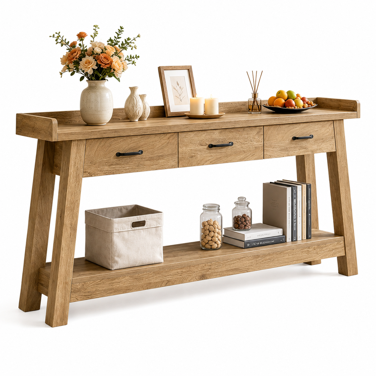 70.9" Farmhouse Console Table with 3 Drawers