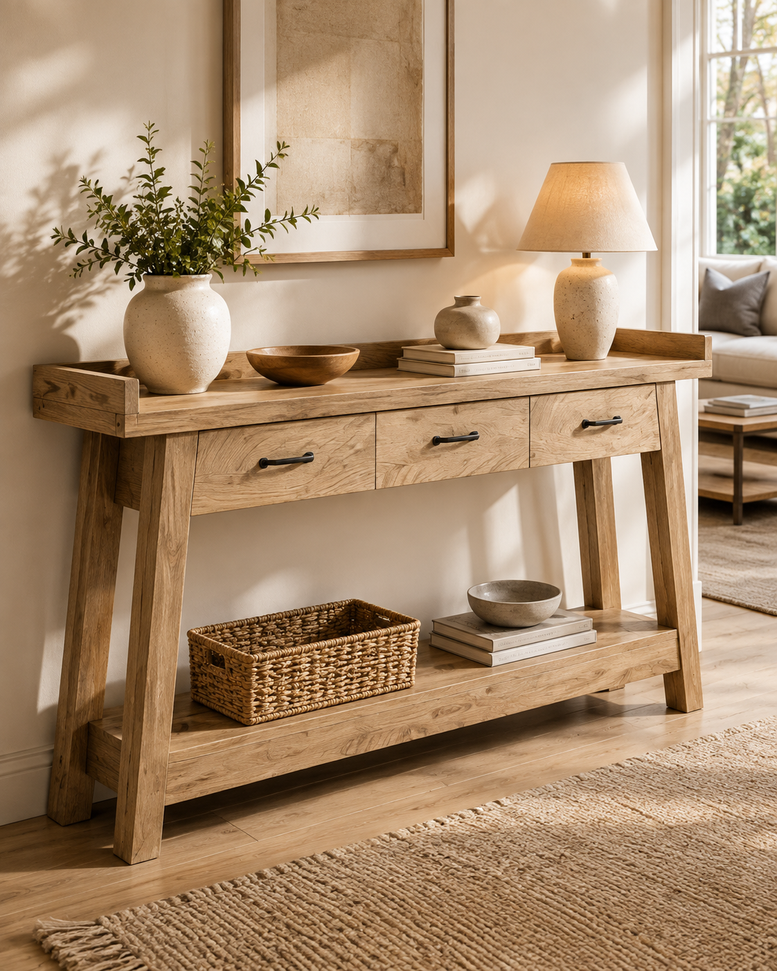 70.9" Farmhouse Console Table with 3 Drawers