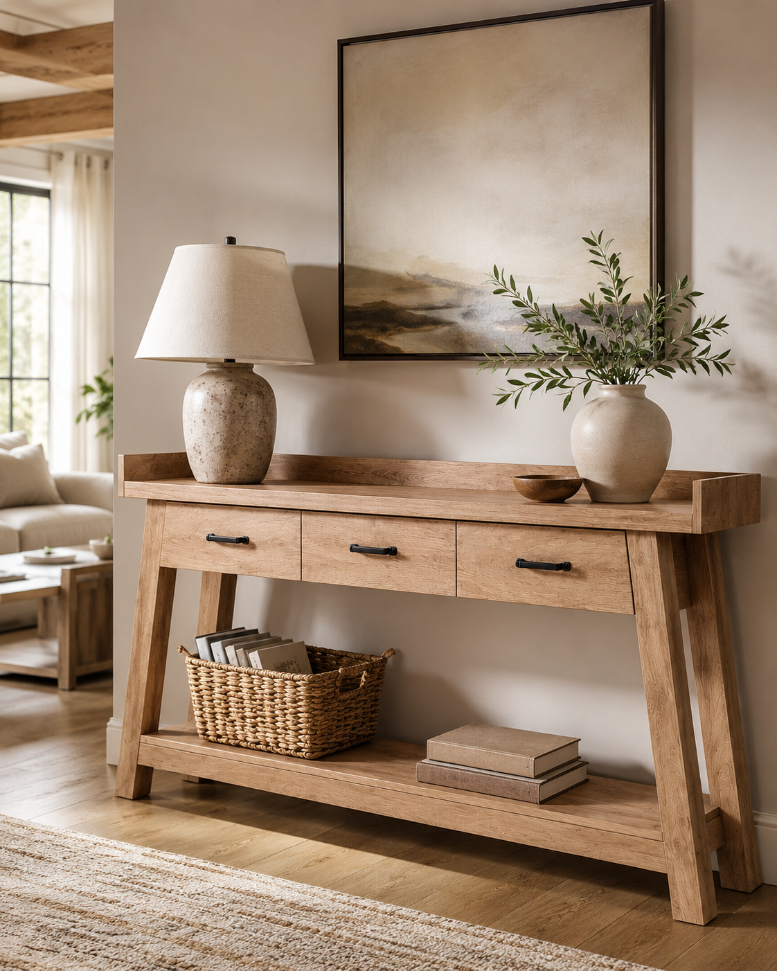 70.9" Farmhouse Console Table with 3 Drawers