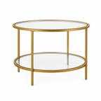 Modern Round Glass Side Table with Storage Shelf