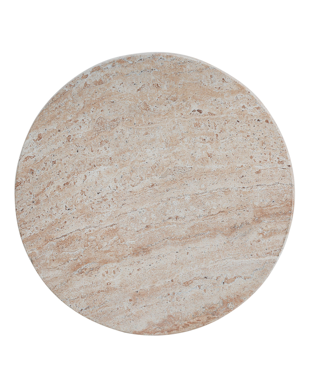 Round beige marble coaster on a white background