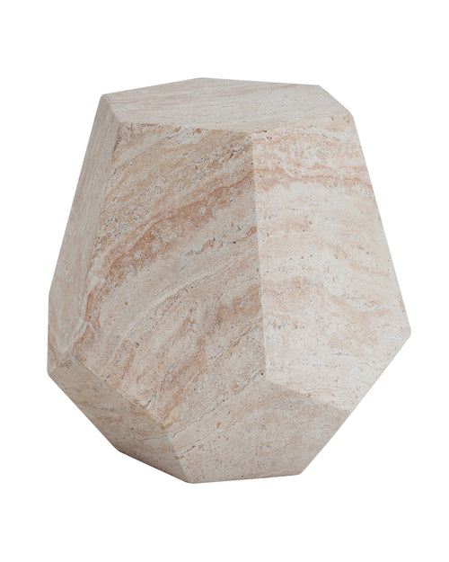 Hexagonal stone table on a white background