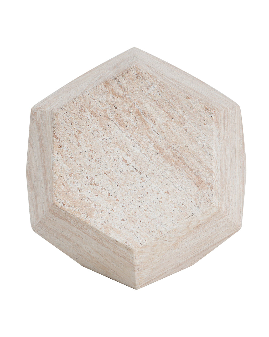Hexagonal stone coaster on a white background