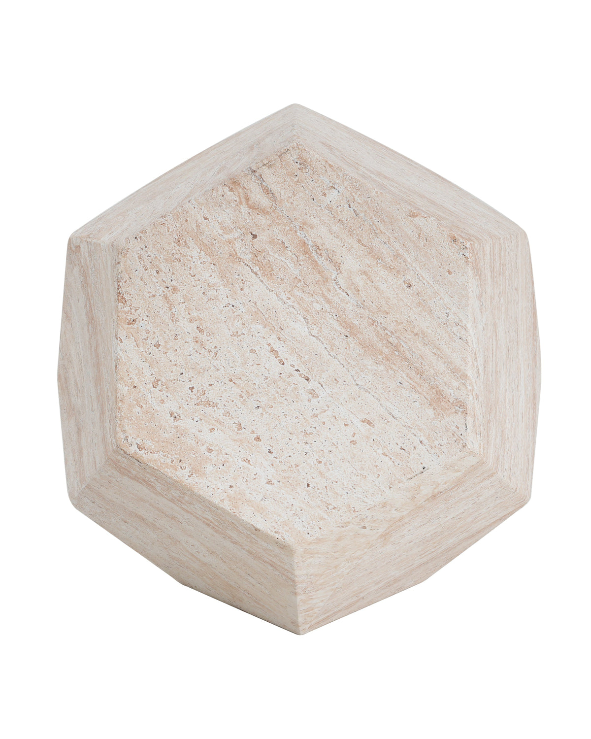Hexagonal stone coaster on a white background