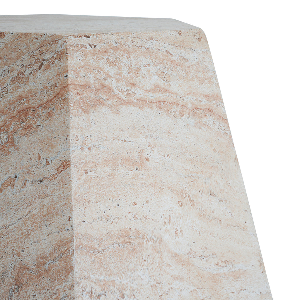 Close-up of a beige and brown marble-patterned surface