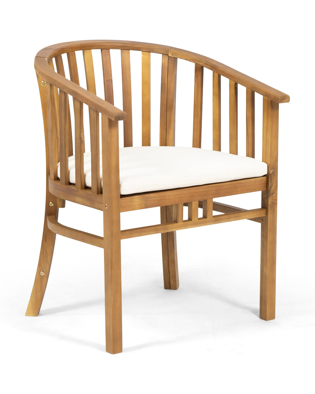 Wooden chair with a white cushion on a white background