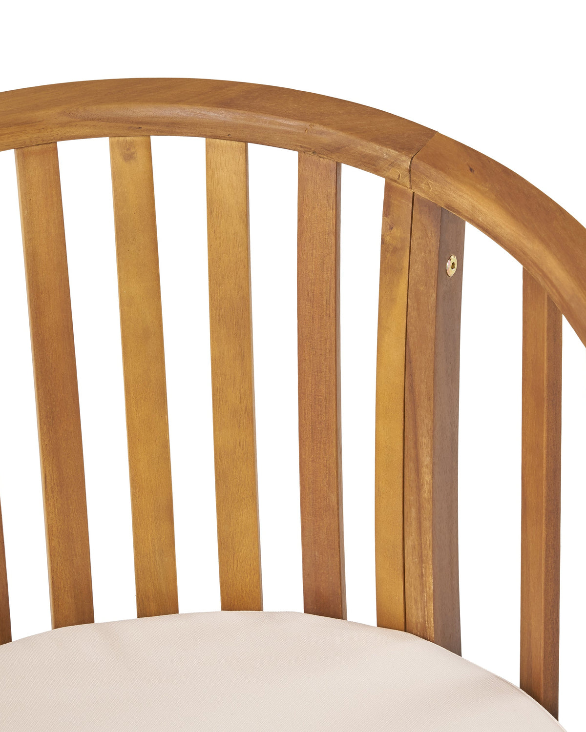 Wooden chair with a curved backrest on a white background