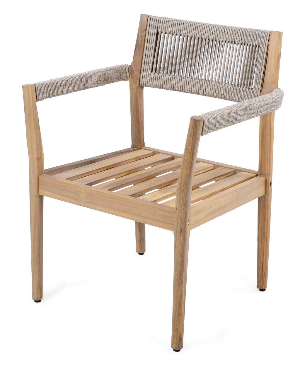 Wooden chair with woven backrest on a white background