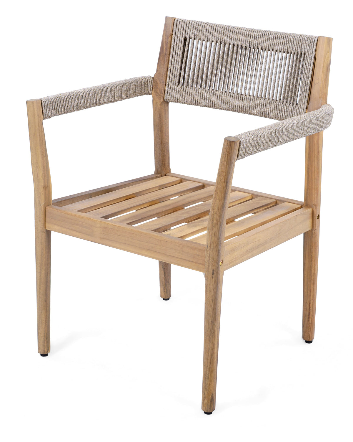 Wooden chair with woven backrest on a white background