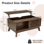 35" Mid-Century Lift-Top Coffee Table with Sliding Door Storage