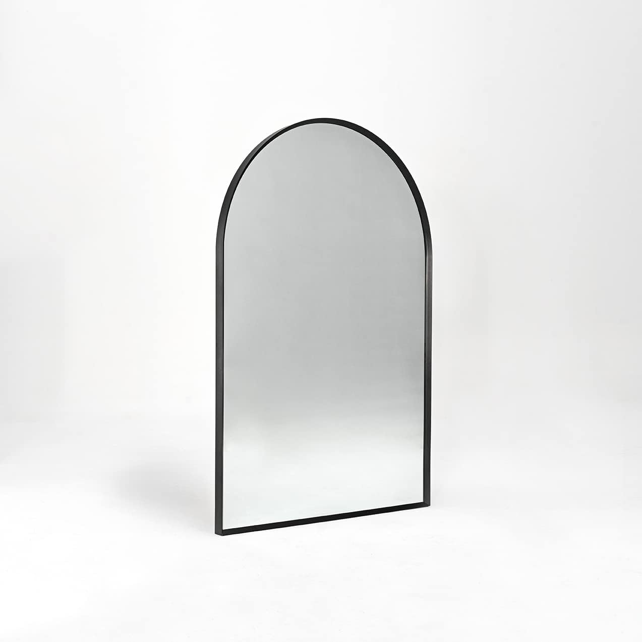 36" Arched Wall Mirror with Black Aluminum Frame