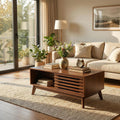 35" Mid-Century Lift-Top Coffee Table with Sliding Door Storage